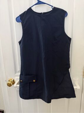 Navy Sleeveless Tunic with Pocket Detail